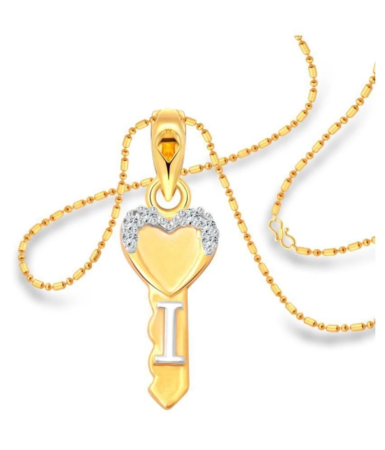 Vighnaharta Lovers Heart & Key CZ Gold and Rhodium Plated Alloy Pendant with Chain for Girls and Women - [VFJ1220PG] - Golden