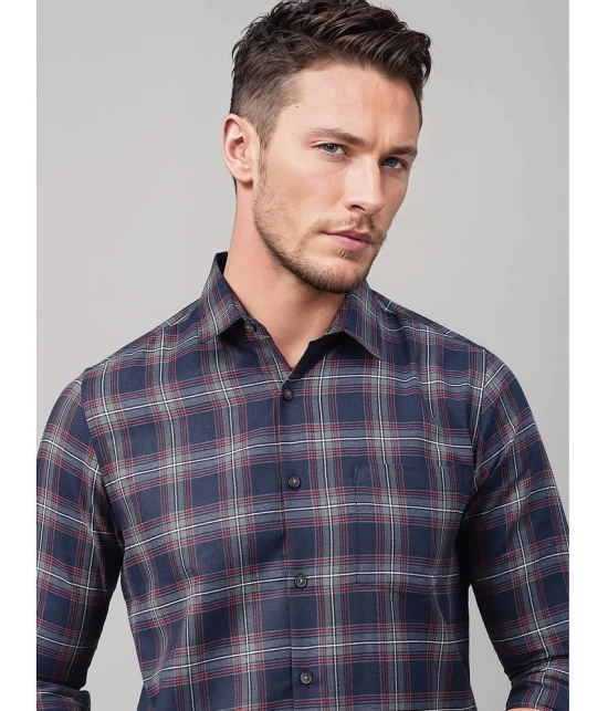 UrbanMark Cotton Blend Slim Fit Checks Full Sleeves Mens Casual Shirt - Navy ( Pack of 1 ) - None