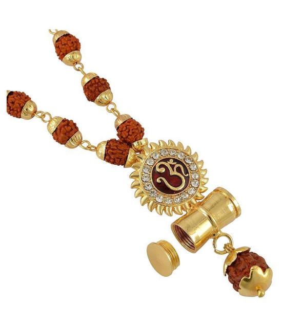 PAYSTORE Om Design, Panchmukhi Damru Rudraksh, Bholenath Siva Pendant with Chain Necklace Men and Women