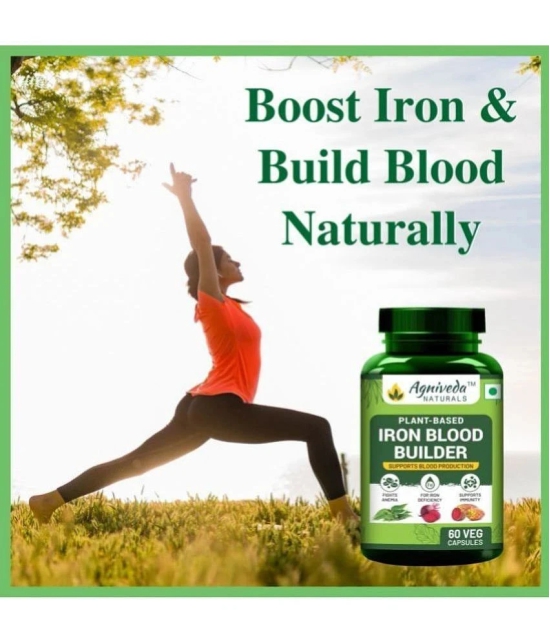 Agniveda Naturals Plant Based Iron Blood Builder, Supports Iron Deficiency For Men & Women - 60 Caps