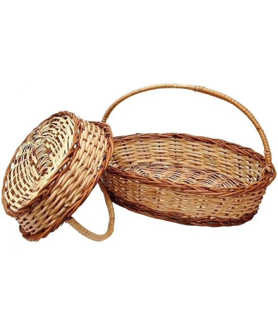 PRANSUNITA Wood Decorative Multipurpose Storage & Gifting Kashmir Basket ( Pack of 2 )