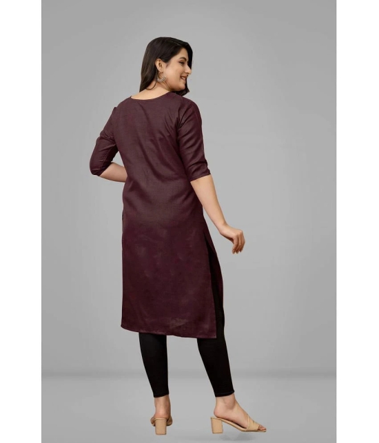 Parastri Cotton Embroidered Straight Womens Kurti - Maroon ( Pack of 1 ) - None