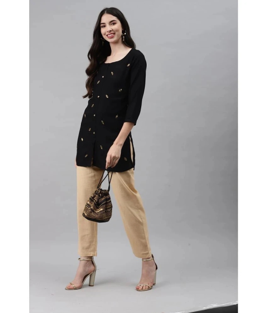 HIGHLIGHT FASHION EXPORT - Black Rayon Womens Straight Kurti - XL