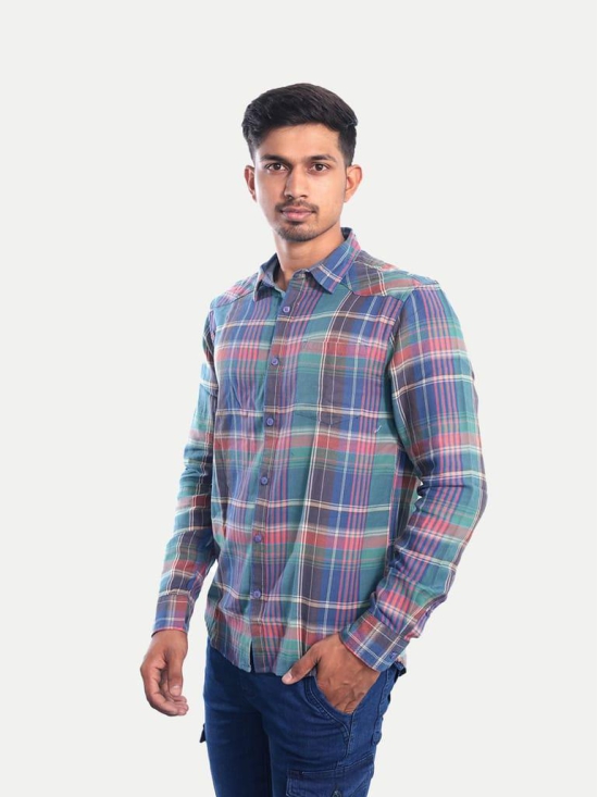 Men Green Checkered Casual cotton Shirt