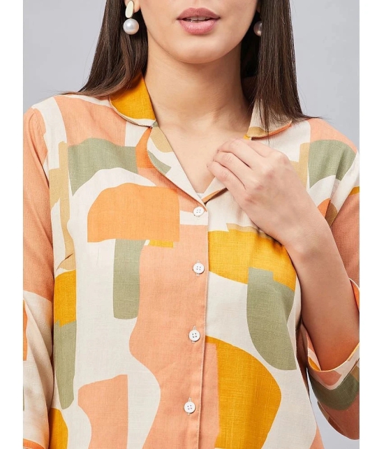 Chrome & Coral Beige Printed Palazzo Top Set - None