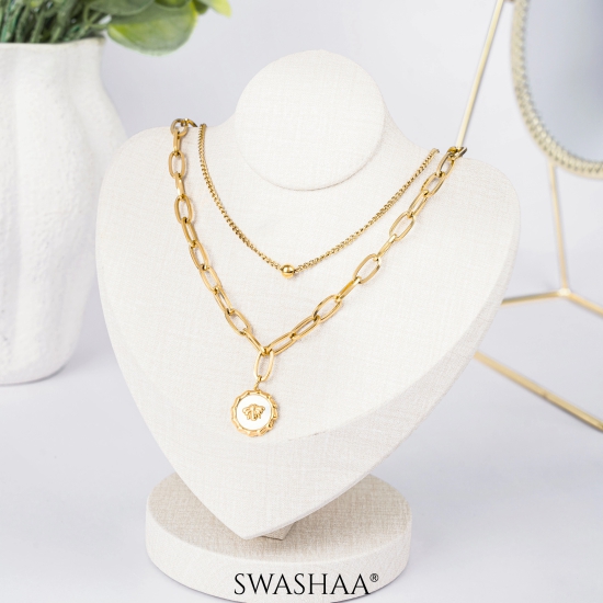 Ana 18K Gold Plated Layered Necklace-Gold