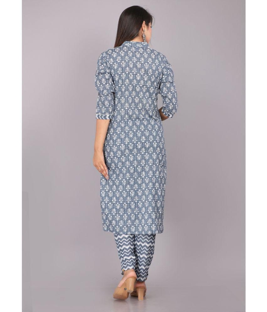 JC4U - Grey Straight Cotton Women''s Stitched Salwar Suit ( Pack of 1 ) - None