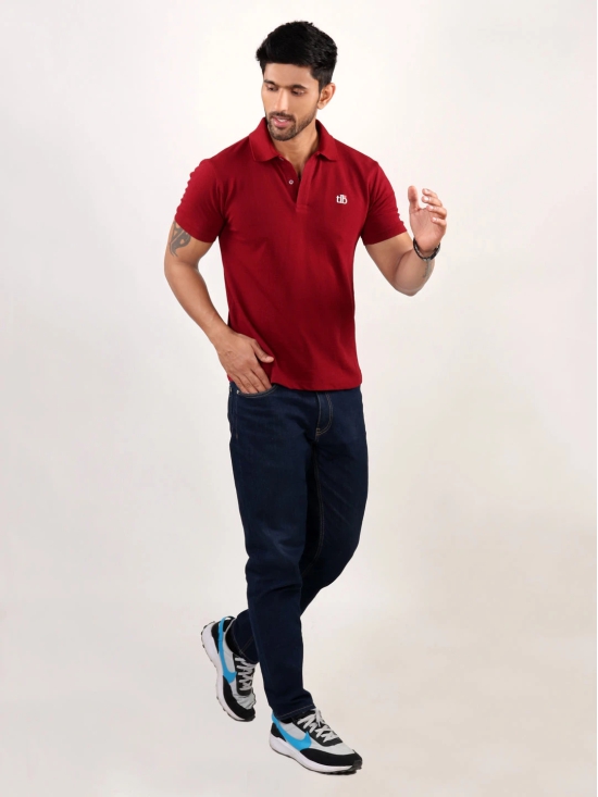 Men Maroon Polo Neck T-Shirt-M / Maroon