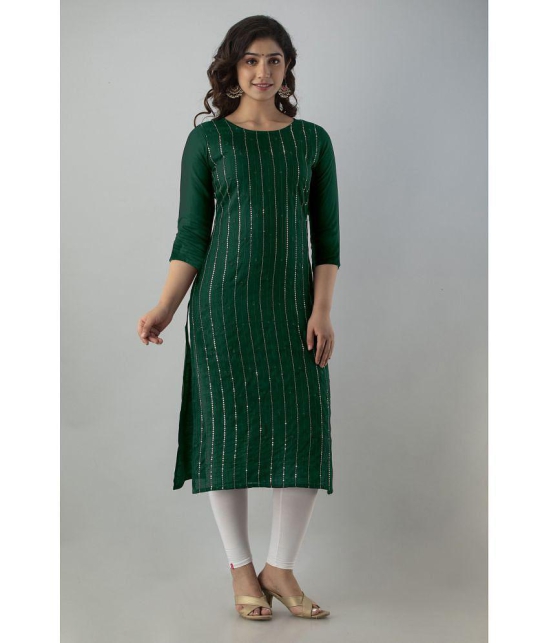 JASH CREATION - Green Rayon Women's Straight Kurti ( Pack of 1 ) - None