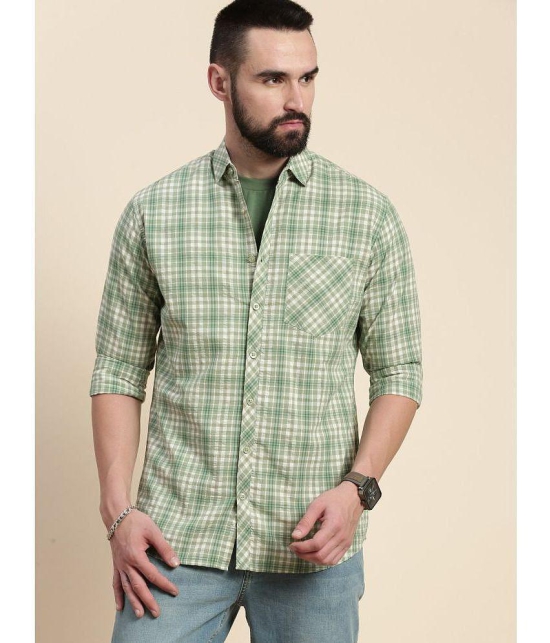 Dillinger 100% Cotton Regular Fit Checks Full Sleeves Mens Casual Shirt - Green ( Pack of 1 ) - None