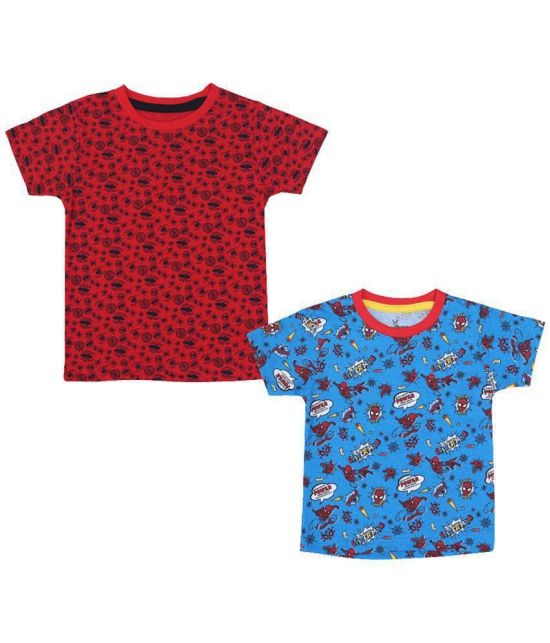 NammaBaby - Red Cotton Boy's T-Shirt ( Pack of 2 ) - None