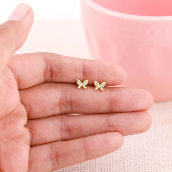 Golden Butterfly Tiny Studded Affair Earrings