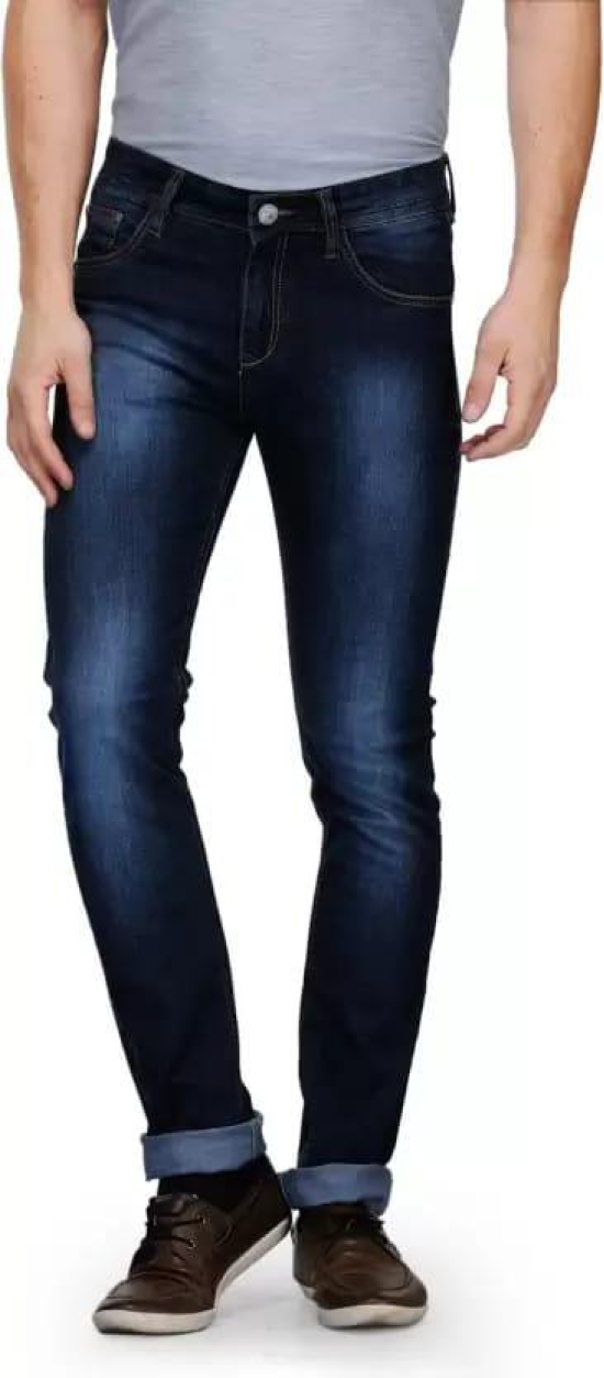 Men Slim Mid Rise Blue Jeans