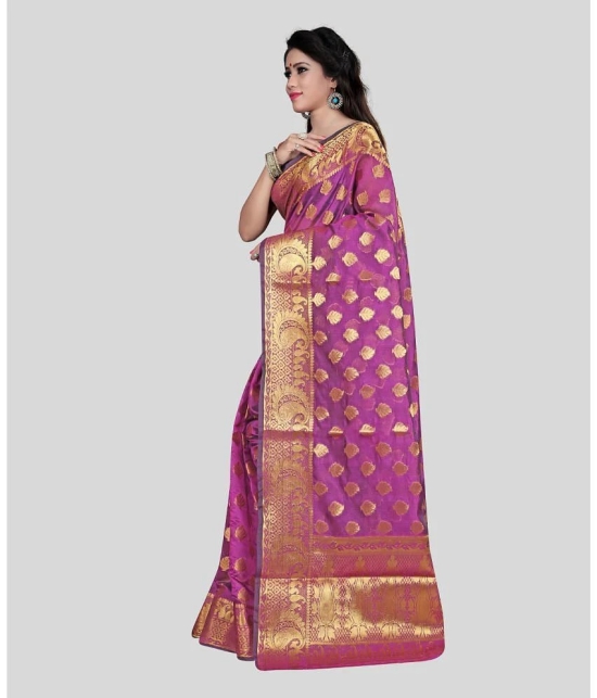 Gazal Fashions - Pink Banarasi Silk Saree With Blouse Piece ( Pack of 1 ) - Pink