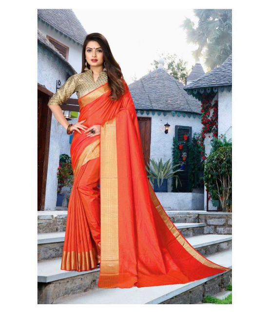 ofline selection - Orange Silk Blend Saree With Blouse Piece (Pack of 1)