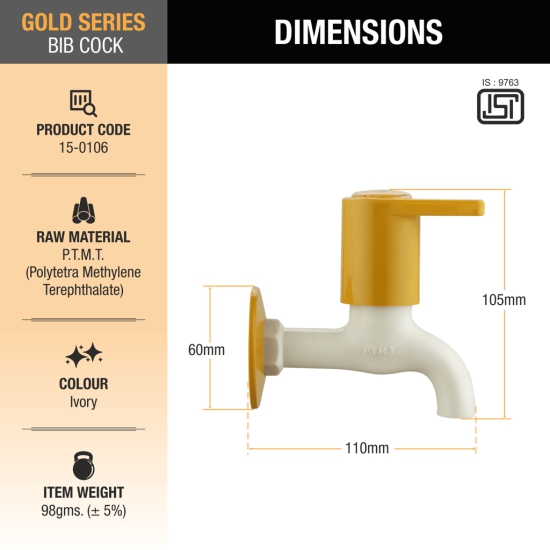 Gold Curve Bib Tap PTMT Faucet - by Ruhe®