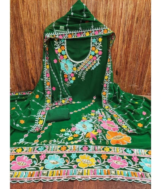 Apnisha Unstitched Georgette Embroidered Dress Material - Green ( Pack of 1 ) - Green