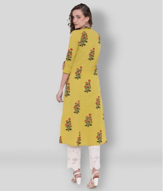 Divena - Yellow Cotton Womens Front Slit Kurti ( Pack of 1 ) - S