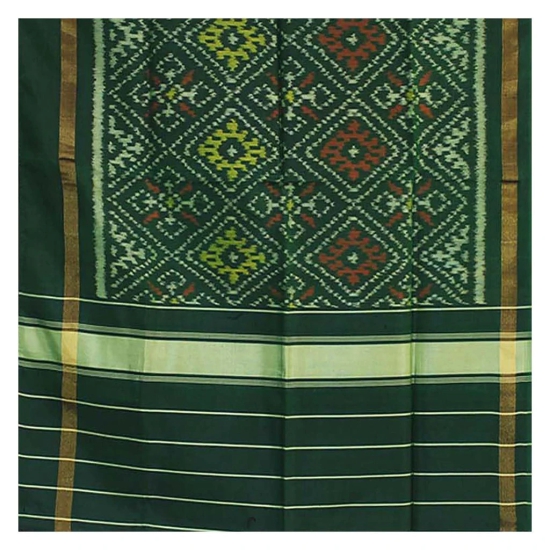 Garvi Gurjari (A Gujarat Govt Enterprise Green Shaded Handloom Single Ikat Patola Silk Stole (GGCSIPSS19)