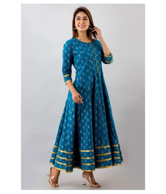 SVARCHI - Blue Cotton Womens Anarkali Kurti ( Pack of 1 ) - M