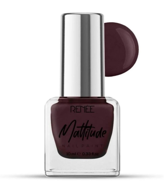 RENEE Mattitude Nail Paint - Mega Maroon, Quick Drying, Matte Finish, Long Lasting,10ml