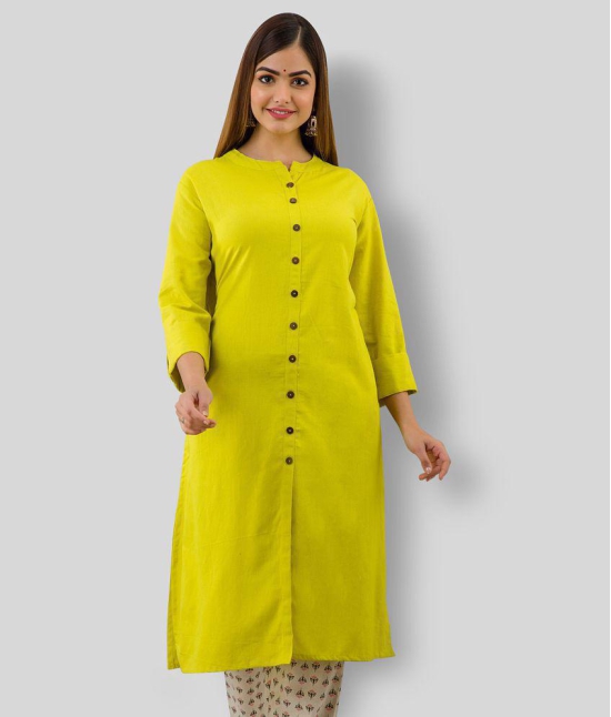 Doriya - Yellow Cotton Blend Womens Front Slit Kurti - XXL