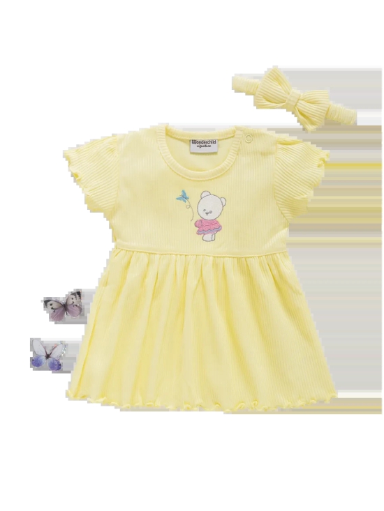 S/S Baby Dress with  Headband (combo of 3)-0-3 M