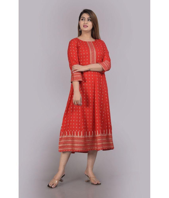 SIPET - Red Rayon Women's Flared Kurti ( Pack of 1 ) - None