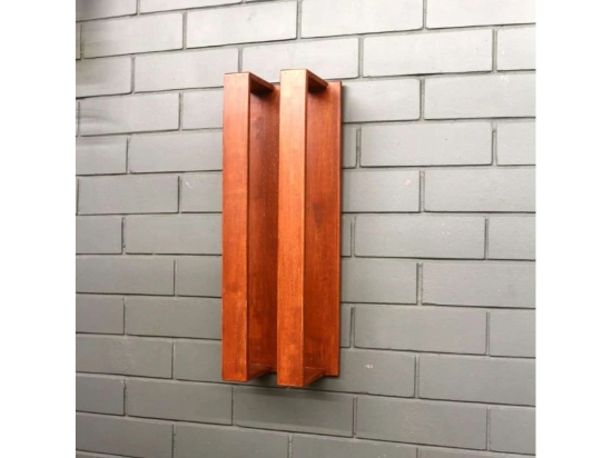 BARISH-Towel Holder | Wall Mount Towel Holder Organiser | Handcrafted with Rubberwood | Superior Finish & Unique Contemporary Design | 13 x 20 x 53CM  - Tobacco Brown