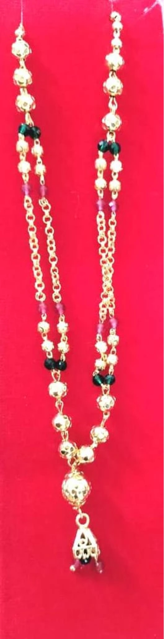 Gold Plated Long Mangalsutra with Black Beads for Women