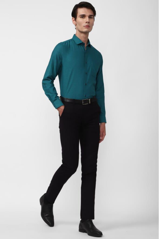 Men Green Slim Fit Formal Full Sleeves Formal Shirt