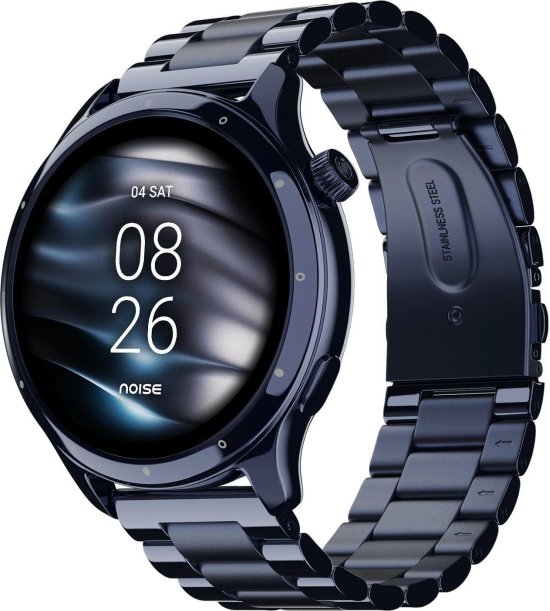 Noise Mettle 1.4'' display, Stainless Steel finish with Metal Strap, Bluetooth Calling Smartwatch Elite Blue