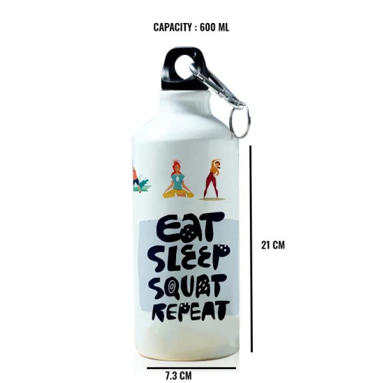 Modest City Beautiful Gym Design Sports Water Bottle 600ml Sipper (Eat Sleep Squat Repeat)