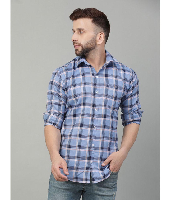 YHA - Blue Cotton Blend Regular Fit Mens Casual Shirt ( Pack of 1 ) - None