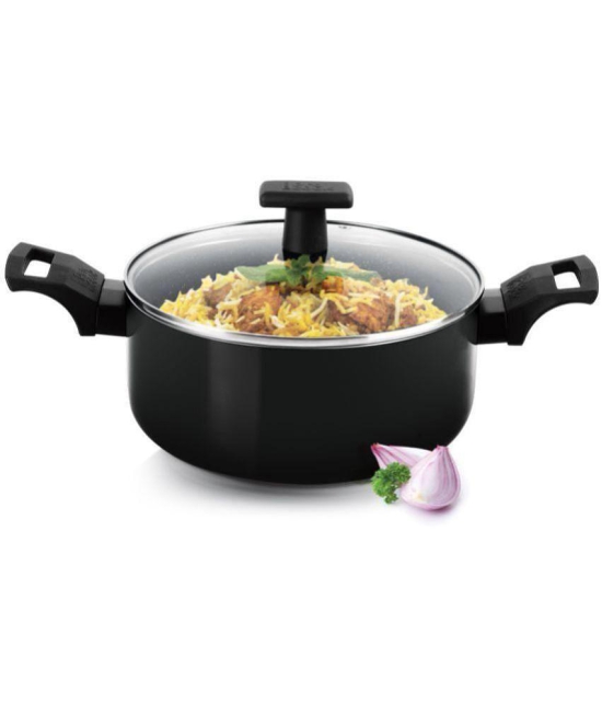 Milton Pro Cook Blackpearl Biryani Pot With Glass Lid, 26 cm, 5.5 Litres, Grey | Food Grade | Induction | Dishwasher | Flame | Hot Plate Safe