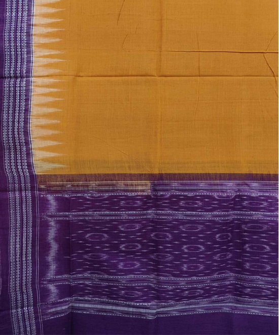 Yellow Purple Sambalpuri Handwoven Single Ikat Cotton Dupatta