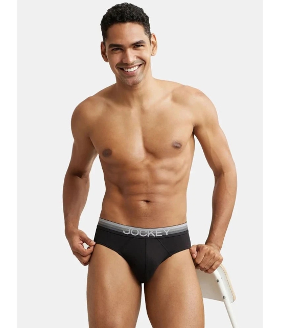 Jockey US07 Men Super Combed Cotton Elastane Solid Brief with Ultrasoft Waistband - Black - None