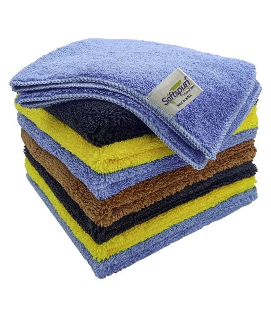 SOFTSPUN B Quality Microfiber Cloth - Going Cheap! 8 pcs - 40x40 cm - 380 GSM - multicolor - Thick Lint & Streak-Free Multipurpose Cloths - for Car Bike Cleaning Polishing Washing & Detailin