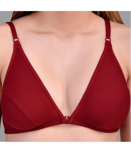 Zourt - Maroon Cotton Non Padded Women''s T-Shirt Bra ( Pack of 1 ) - None