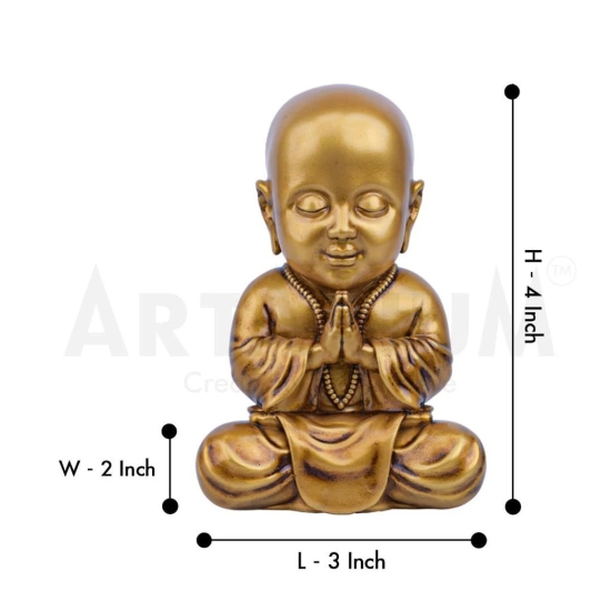 Artarium Resin Baby Monk Statue Idol Showpiece Figurine for Car Dashboard Table Top Home Decoration