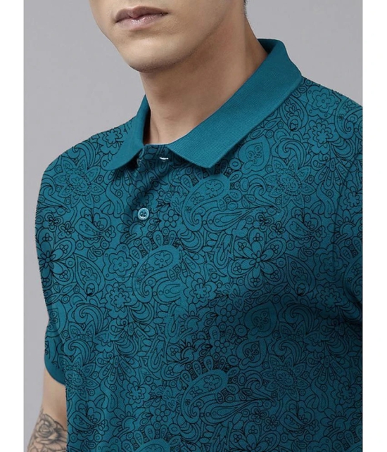 ADORATE - Teal Blue Cotton Blend Regular Fit Mens Polo T Shirt ( Pack of 1 ) - None