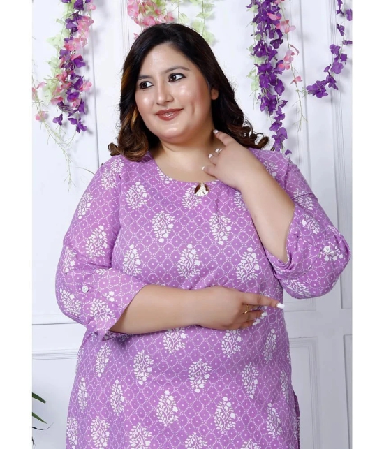 Swasti Cotton Printed Straight Womens Kurti - Purple ( Pack of 1 ) - None