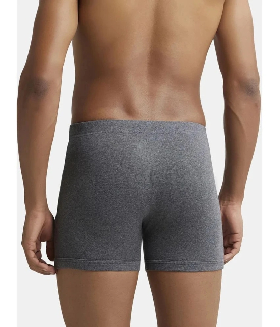 Jockey 8008 Men Super Combed Cotton Rib Solid Boxer Brief - Charcoal Melange - None