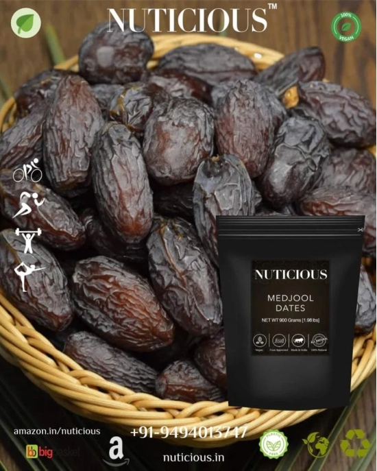 NUTICIOUSMedjool Dates Original Jumbo (Khajur)-450 gm