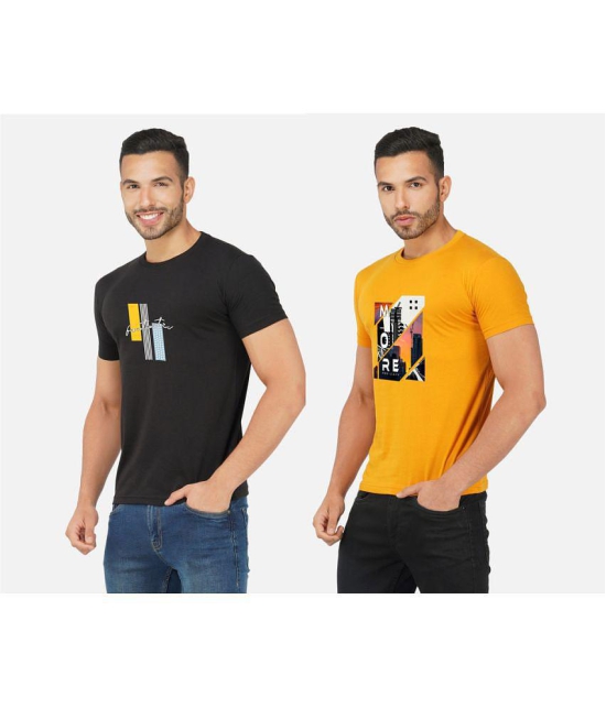 CHOZI Cotton Blend Regular Fit Printed Half Sleeves Men's T-Shirt - Multicolor ( Pack of 2 ) - None