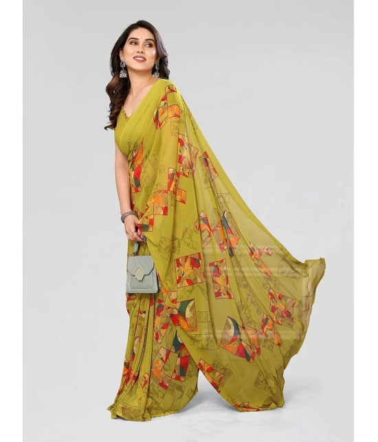 ANAND SAREES Georgette Printed Saree With Blouse Piece - Green ( Pack of 1 ) - Green