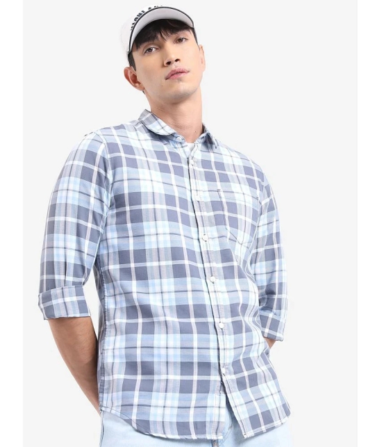 Ketch Cotton Blend Regular Fit Checks Full Sleeves Mens Casual Shirt - Light Blue ( Pack of 1 ) - None