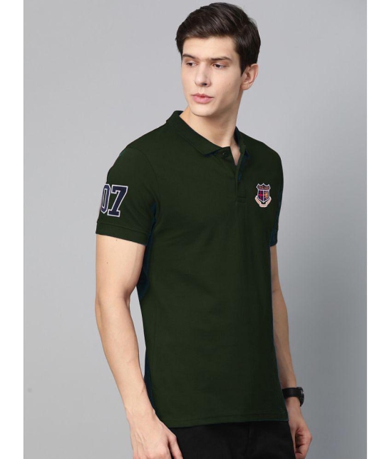 ADORATE Cotton Blend Regular Fit Solid Half Sleeves Mens Polo T Shirt - Olive ( Pack of 1 ) - None