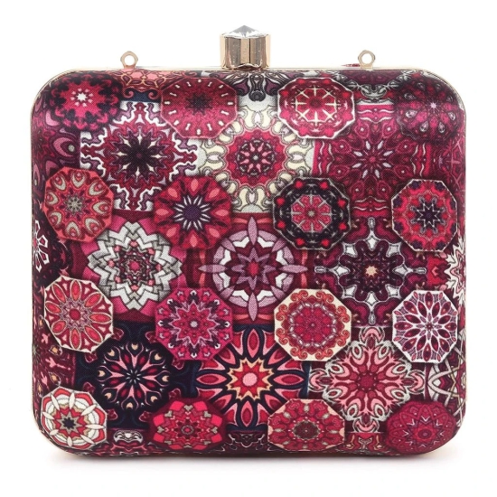 Pink with Multicolor printed Party hand cluth cum sling bag