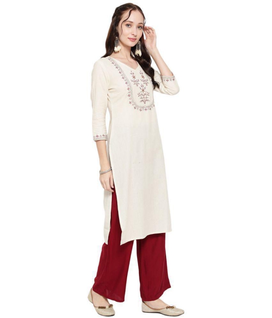 Antaran Cotton Blend Embroidered Straight Women's Kurti - White ( Pack of 1 ) - None